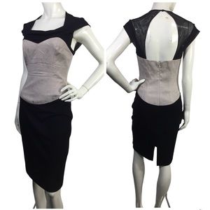 Black Halo Python Print Corset Cut-out Back Dress Size 4